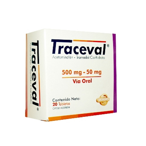 TRACEVAL 500MG/50MG X 20TAB VALMORCA