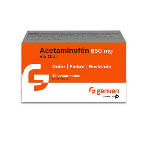 ACETAMINOFEN 650MG X 30 COMP GENVEN
