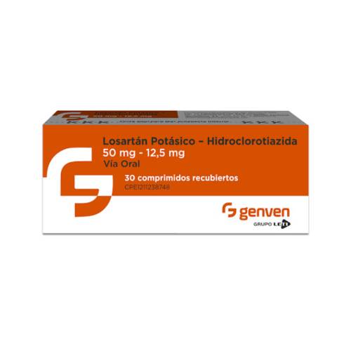 LOSARTAN /HIDROCLOROTIAZIDA 50MG X 12.5MG X 30COMP GENVEN