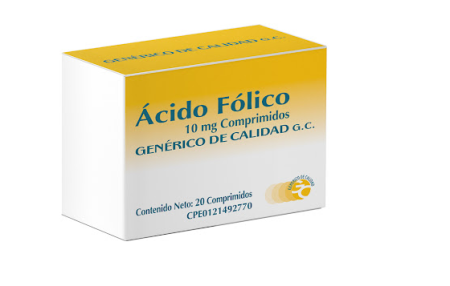 ACIDO FOLICO 10MG X 20 COMP GENERICO CALIDAD