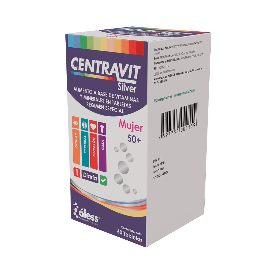 CENTRAVIT SILVER MUJER +50 X 60 TAB ALESS