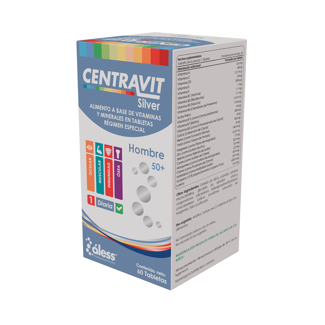 CENTRAVIT SILVER HOMBRE +50 X 60 TAB ALESS